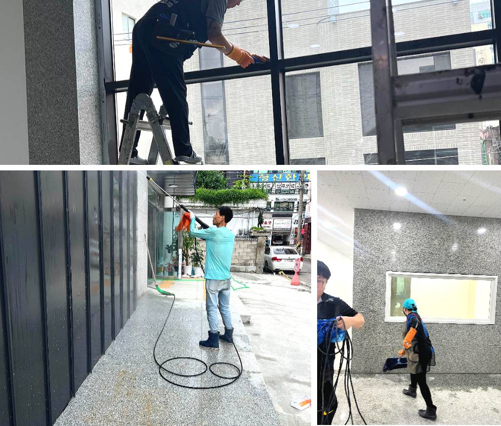 인천 모란시장 청소업체에서 상가 준공청소 바로 진행합니다. 관한 작업사진입니다.
