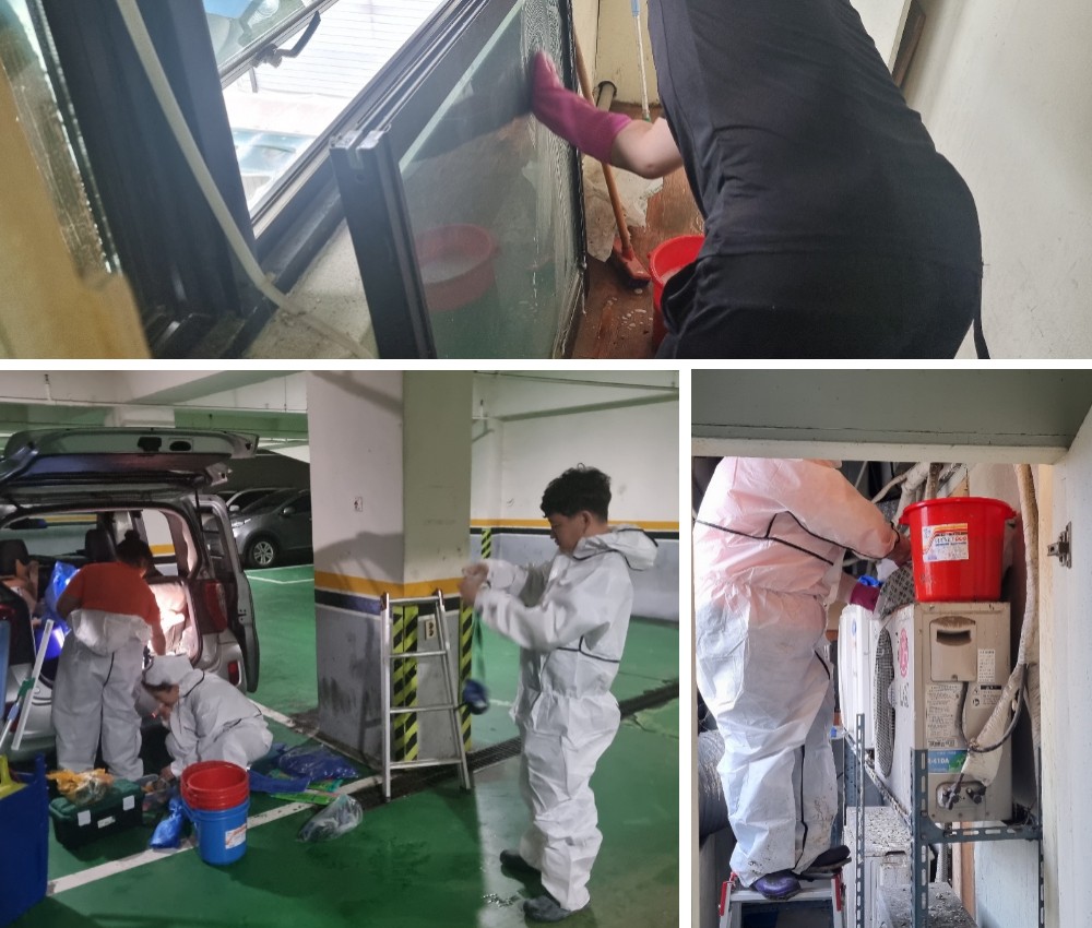 송도 실외기 비둘기 똥청소 트라펠리스 주민이 좋아해요. 관한 작업사진입니다.