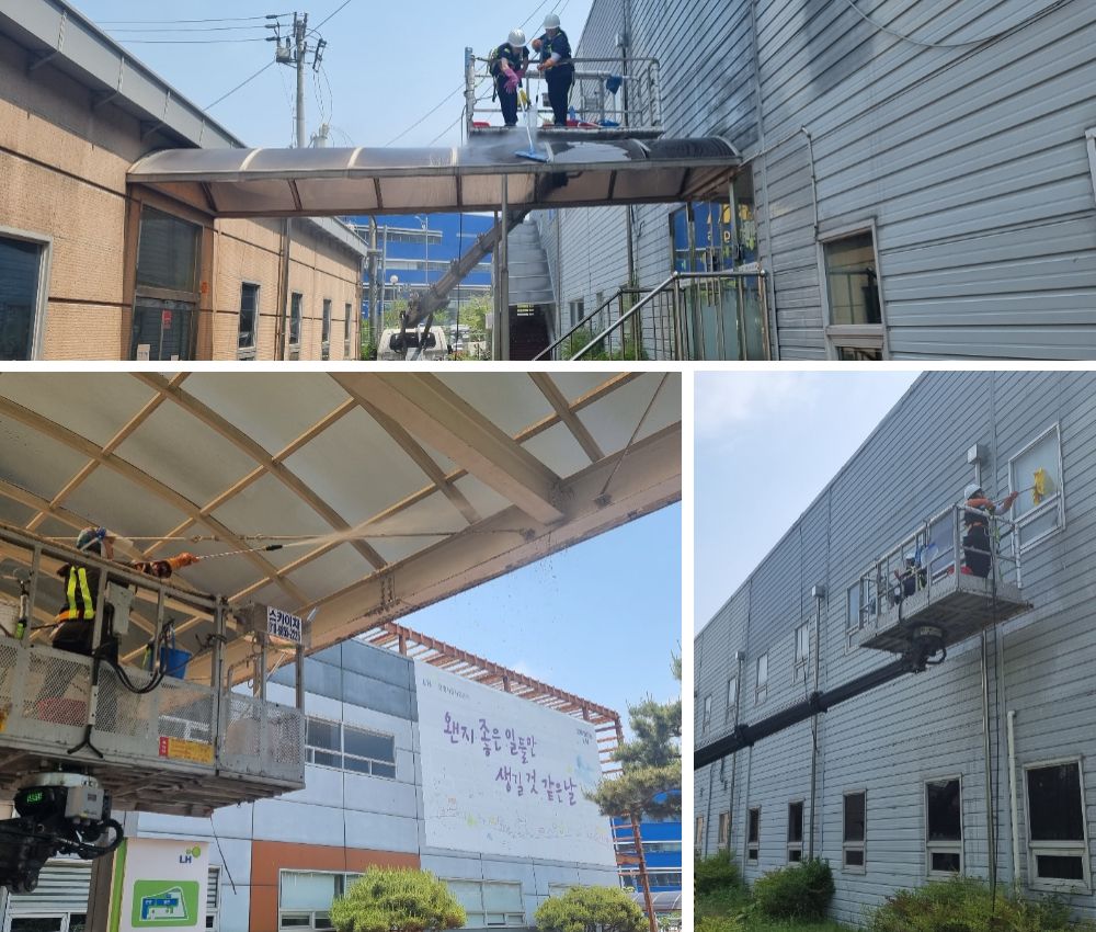 인천시 청소업체에서 건물 백화제거 청소 했습니다. 관한 작업사진입니다.