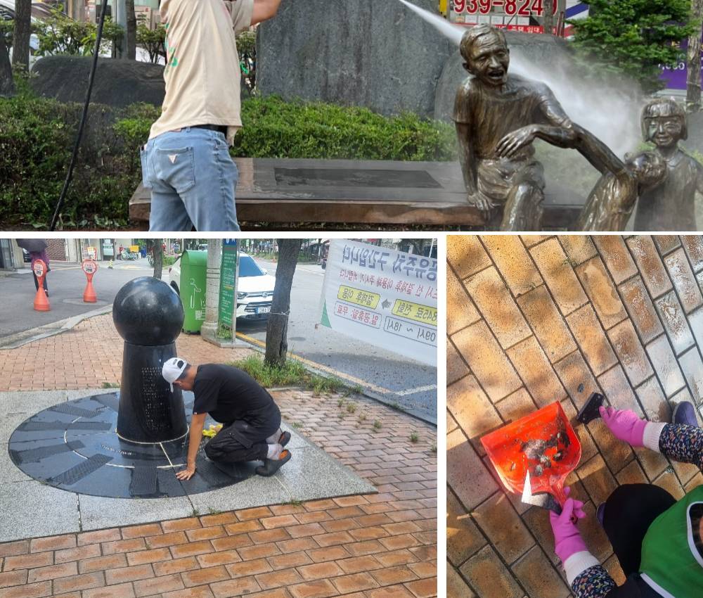 청라 궁내동 청소업체 야외 옥상 정원 청소 - 직장인들을 위한 안락한 휴식 공간 관한 작업사진입니다.